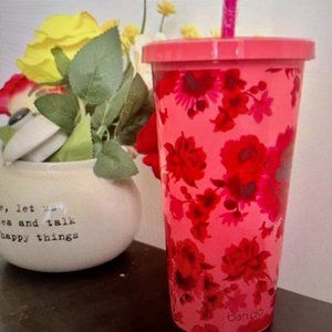 NWT Ban.do Sip Sip 20 oz Tumbler w/ Straw, Floral Design